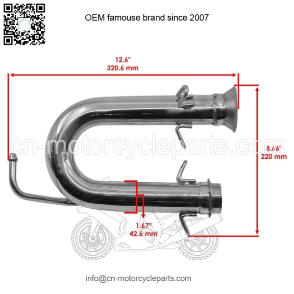 Exhaust Pipe For Yamaha Rhino 700 YXR700FSP 4x4 Sport Edition FI 2008-2013(For: Yamaha Rhino 700) - Image 2