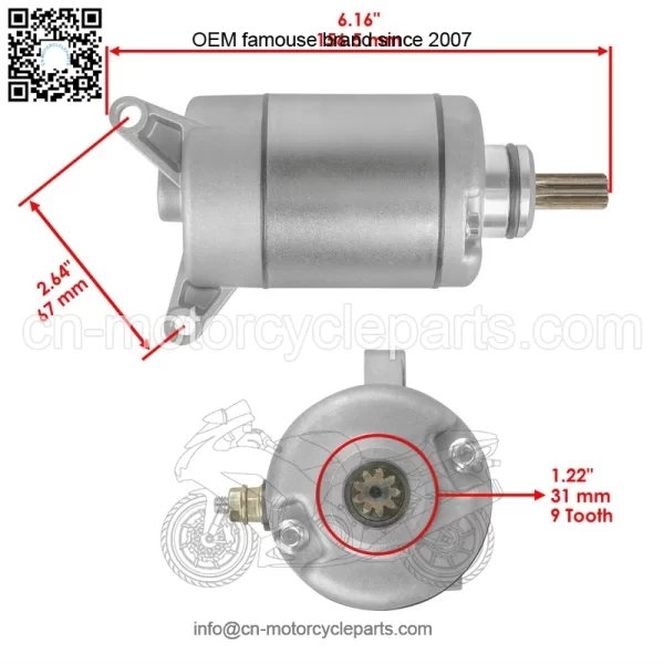 Starter for Yamaha YFZ450 YFZ450X 2004 2005 2006 2007 2008 2009 - Image 2