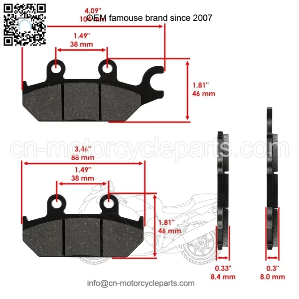 Front Rear Brake Pads for Can-am Commander Max 1000 XT LTD 2014-2018 Left Right - Image 4