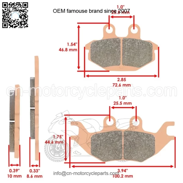 Front & Rear Sintered Brake Pads For Kawasaki KAF820 Mule PRO FX FXR FXT 16-2023 - Image 4
