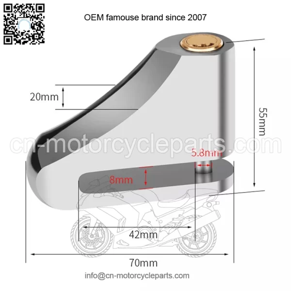 Motorcycle Disc Brake Lock Anti-Theft Wheel Padlock with Keys for Scooter Moped - Image 2