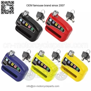 Bicycle Alarm Disc Brake Lock with Keys, Steel Anti-Theft Padlock for Bikes & Sc