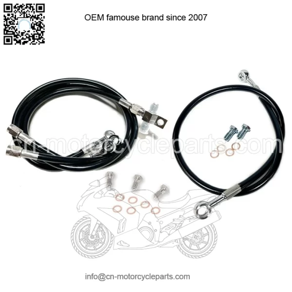 Steel Braided Brake Lines Black +2" Front +0" Rear TRX 450R TRX 450ER - Image 3