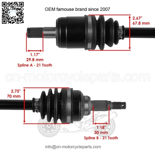 Front CV Joint Axle W/ Bearing for Honda TRX450ES TRX450S Foreman 450 1998-2001 - Image 3