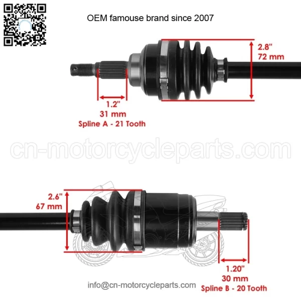 Front CV Joint Axle W/ Bearing for Honda TRX450ES TRX450S Foreman 450 1998-2001 - Image 5