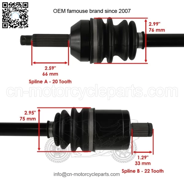 Front CV Axle For Polaris Ranger ETX 2015 2016 / Ranger EV Liion 2016 / 1333238 - Image 3