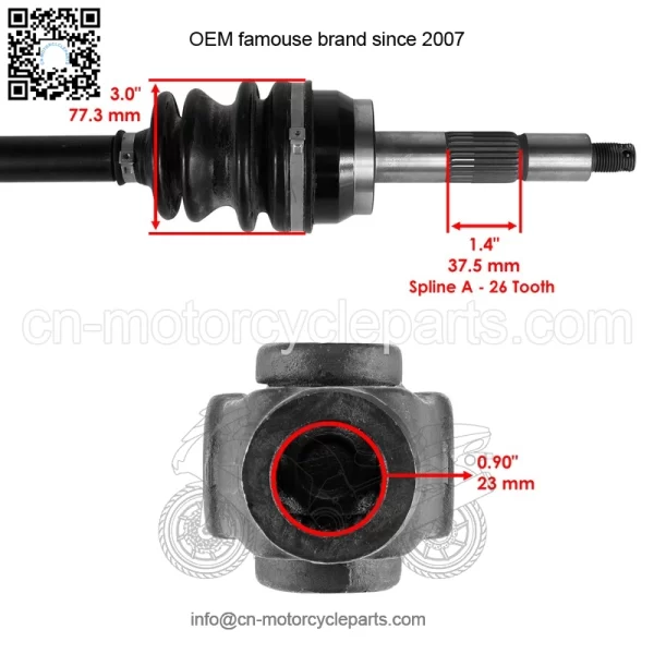 Polaris Scrambler 500 1997-1998 Front Right CV Joint Axle (BTB 138 Stamped) - Image 3