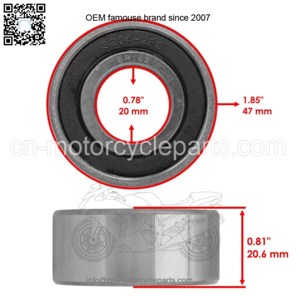 5204-2RS 5204-RS 52042RS 5204RS Double Row Ball Bearing 20X47X20.6 mm - Image 2