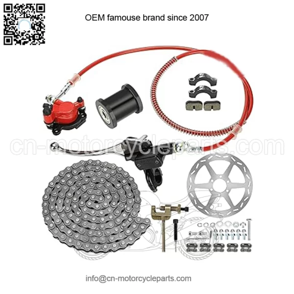 Mini Bike Hydraulic Brake Kit and 35 Chain for Mini Bike Baja Doodle Bug DB30 Blitz Dirt Bug Coleman Motovox Predator 79cc 97cc 100cc 2.8hp Mini Bike Powersports Parts 180mm Disc Brake Rotor