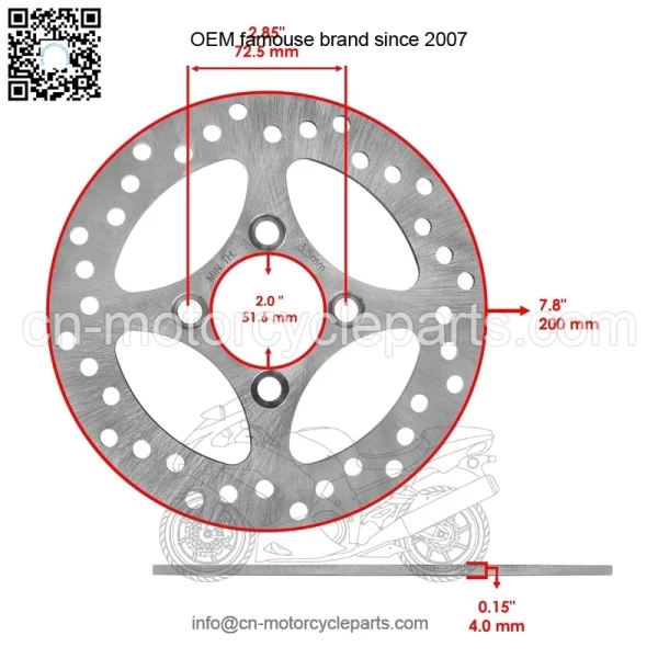 Rear Brake Disc Rotor W/ Pad For Yamaha YFZ450 2006 2007-2013 (Not For YFZ450R ) - Image 2