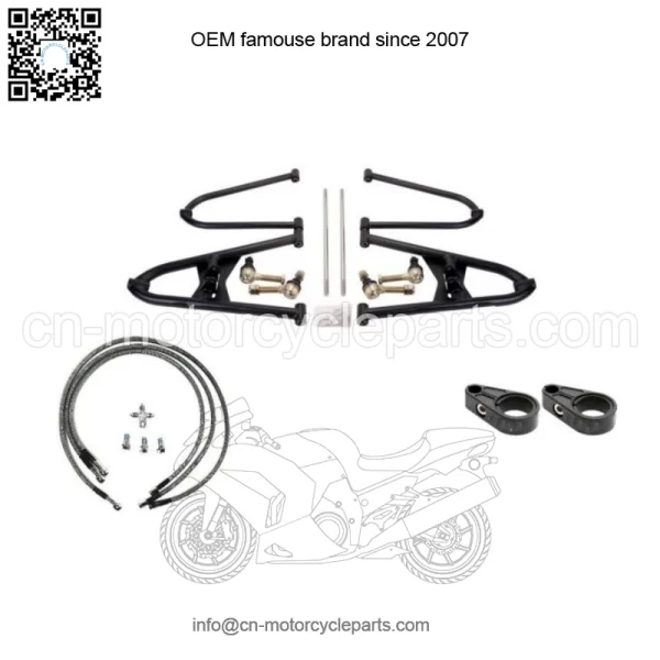 TRX 450R A Arms +2.5 +1 Chromoly Adjustable Brake lines Clamps