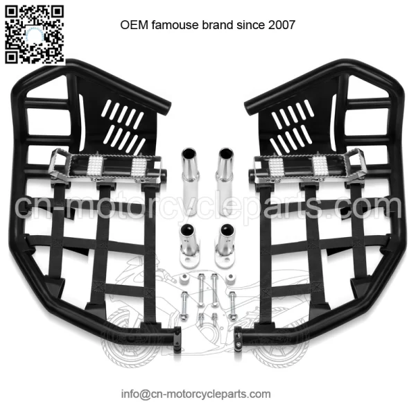 For Yamaha YFZ 450 Nerf Bars Pro Peg Heel Guard Black Bars With Black Nets