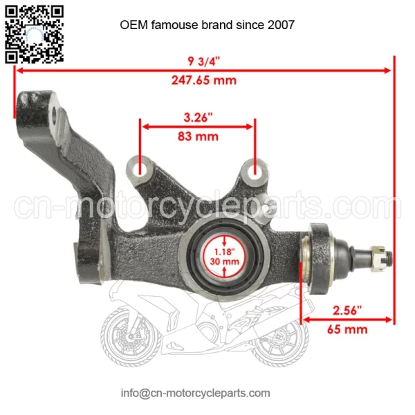 Front Right Steering Wheel Knuckle fits Yamaha Rhino 700 YXR700F 4x4 2008 - 2013(For: Yamaha Rhino 700) - Image 2