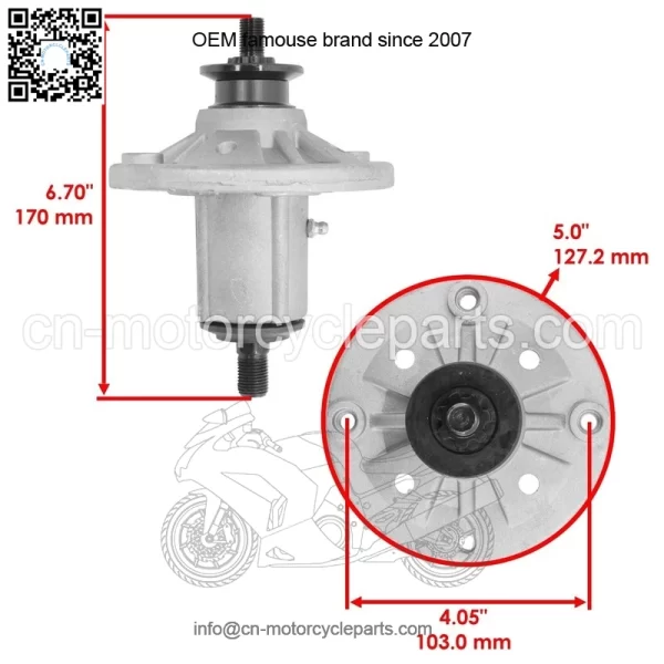 38" Deck Spindle w/Pulley & Blade for John Deere X300 AM137483 M151720 M153118 - Image 2